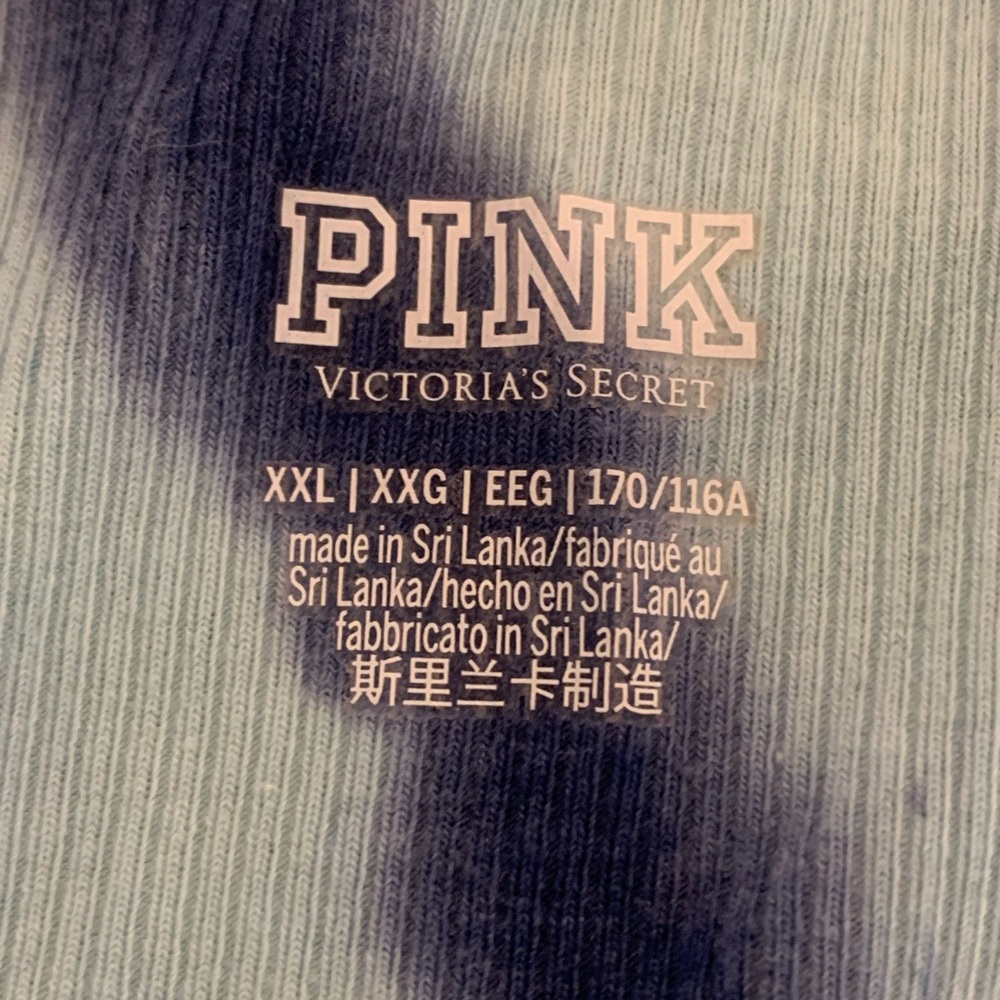 NWOT! VS PINK Blue Tie-Dye Crop Button Front T-Shirt - Picture 4 of 6